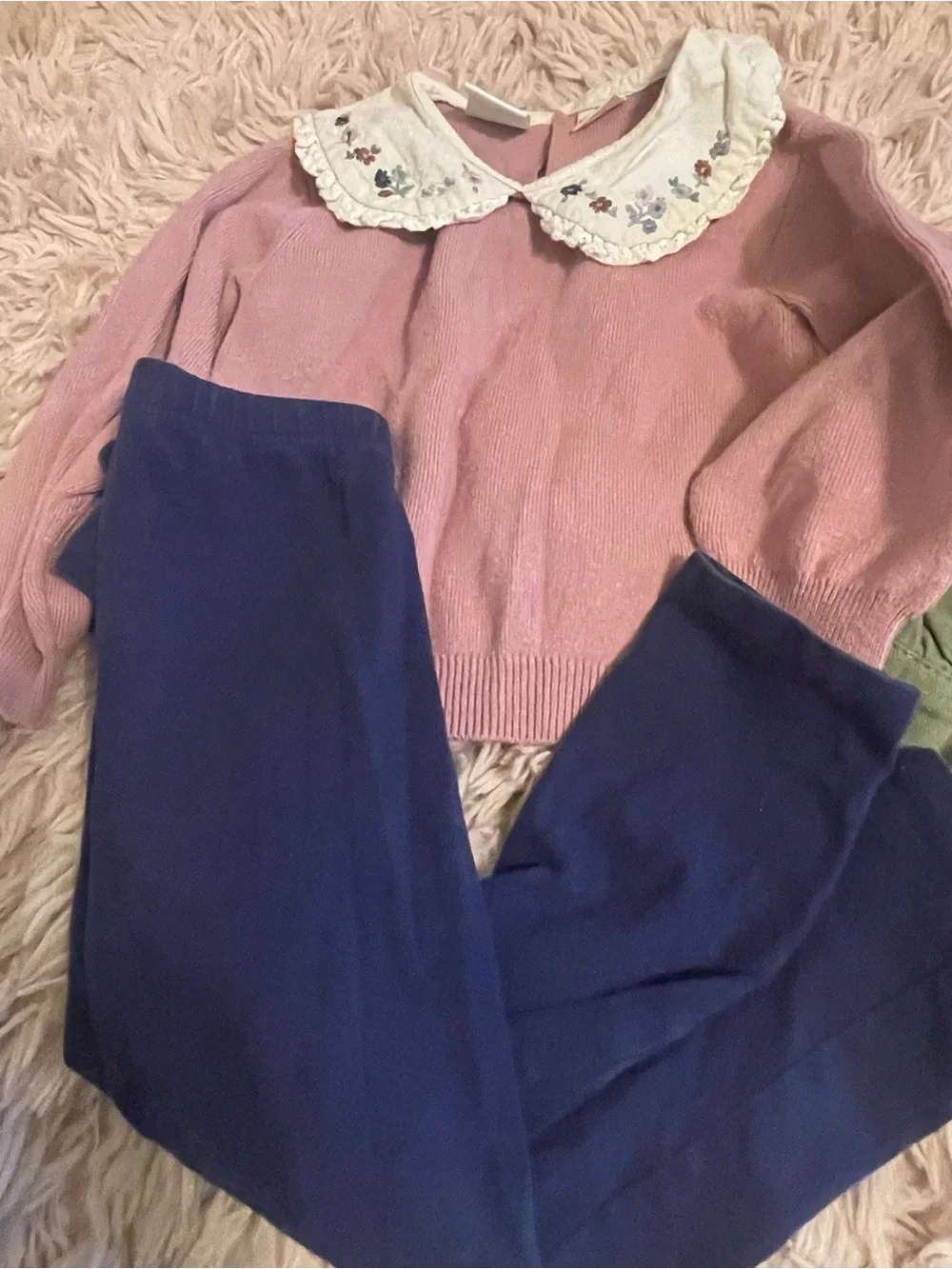 Girls Size 3T Outfit Bundle - Zara Embroidered Collar Sweater & Kensie Outfit